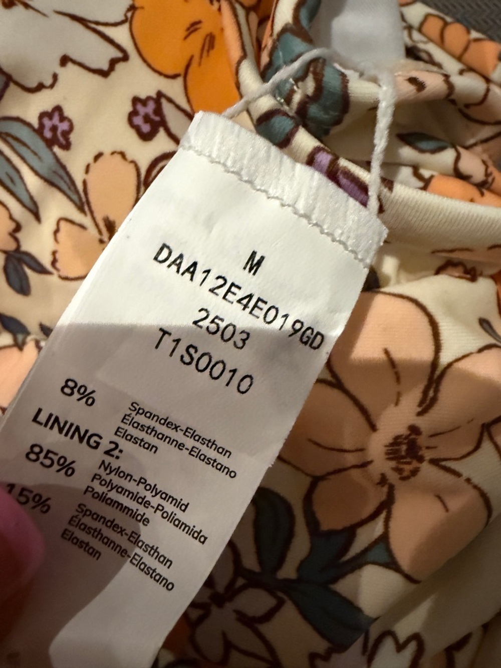 Cupshe Cream Floral One-Piece Swimsuit with Orange & Blue Blooms M NWT - Picture 7 of 7